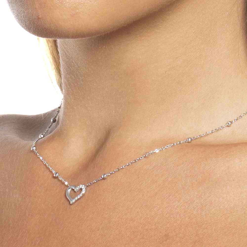 COLLANA DONNA IN ACCIAIO CON CUORE E PUNTI LUCE IN ZIRCONE BIANCO - Image 2