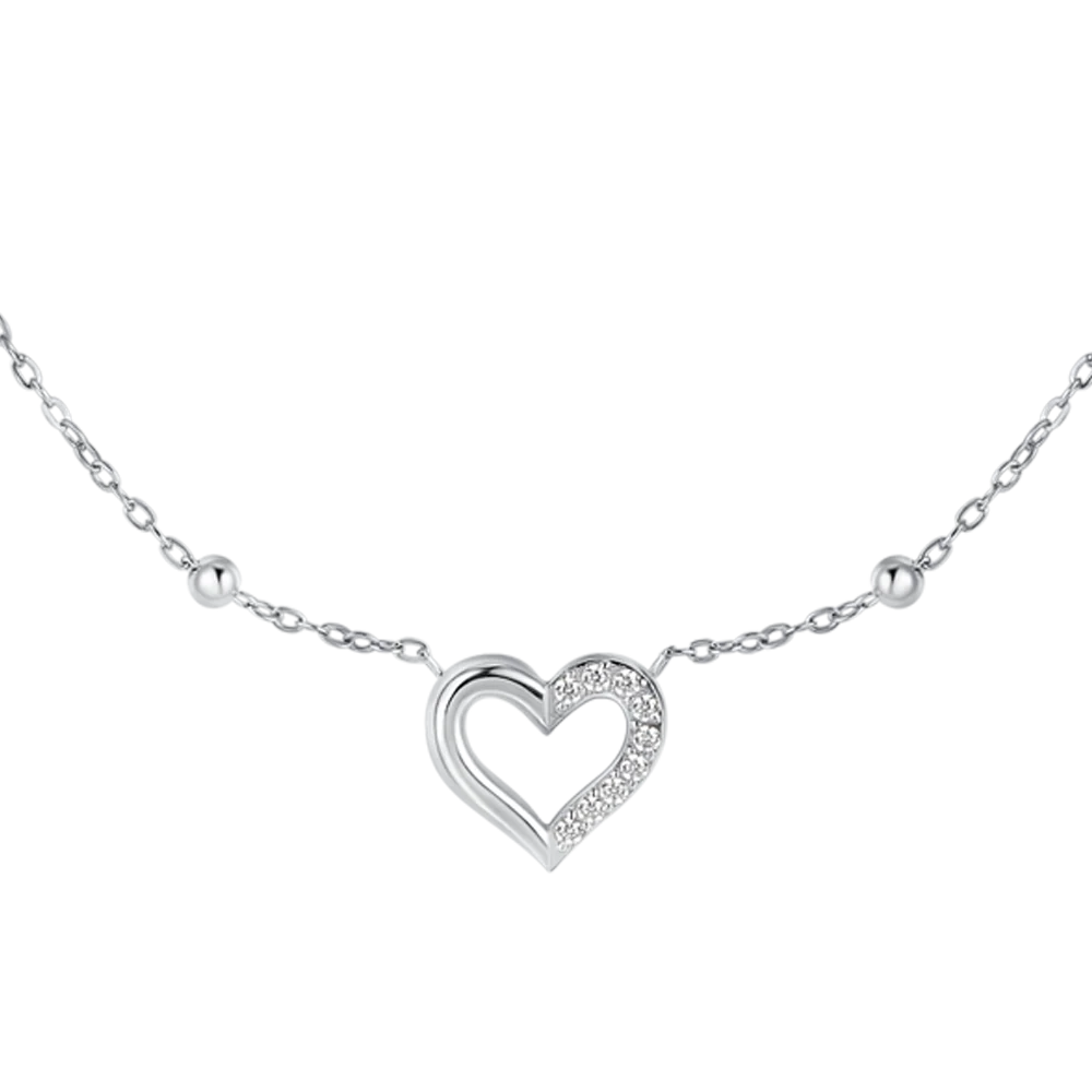 COLLANA DONNA IN ACCIAIO CON CUORE E PUNTI LUCE IN ZIRCONE BIANCO - Image 4