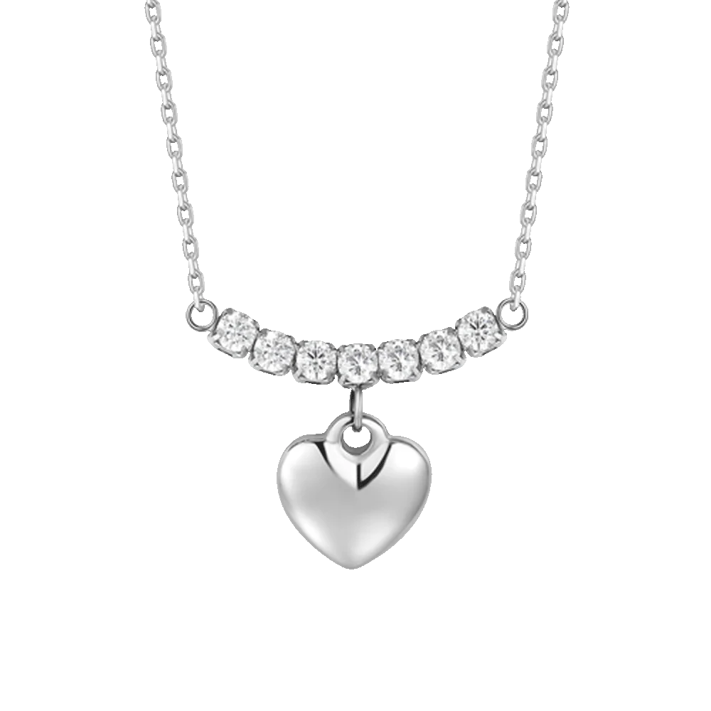 COLLANA DONNA IN ACCIAIO CON CUORE E ZIRCONI BIANCHI - Image 4