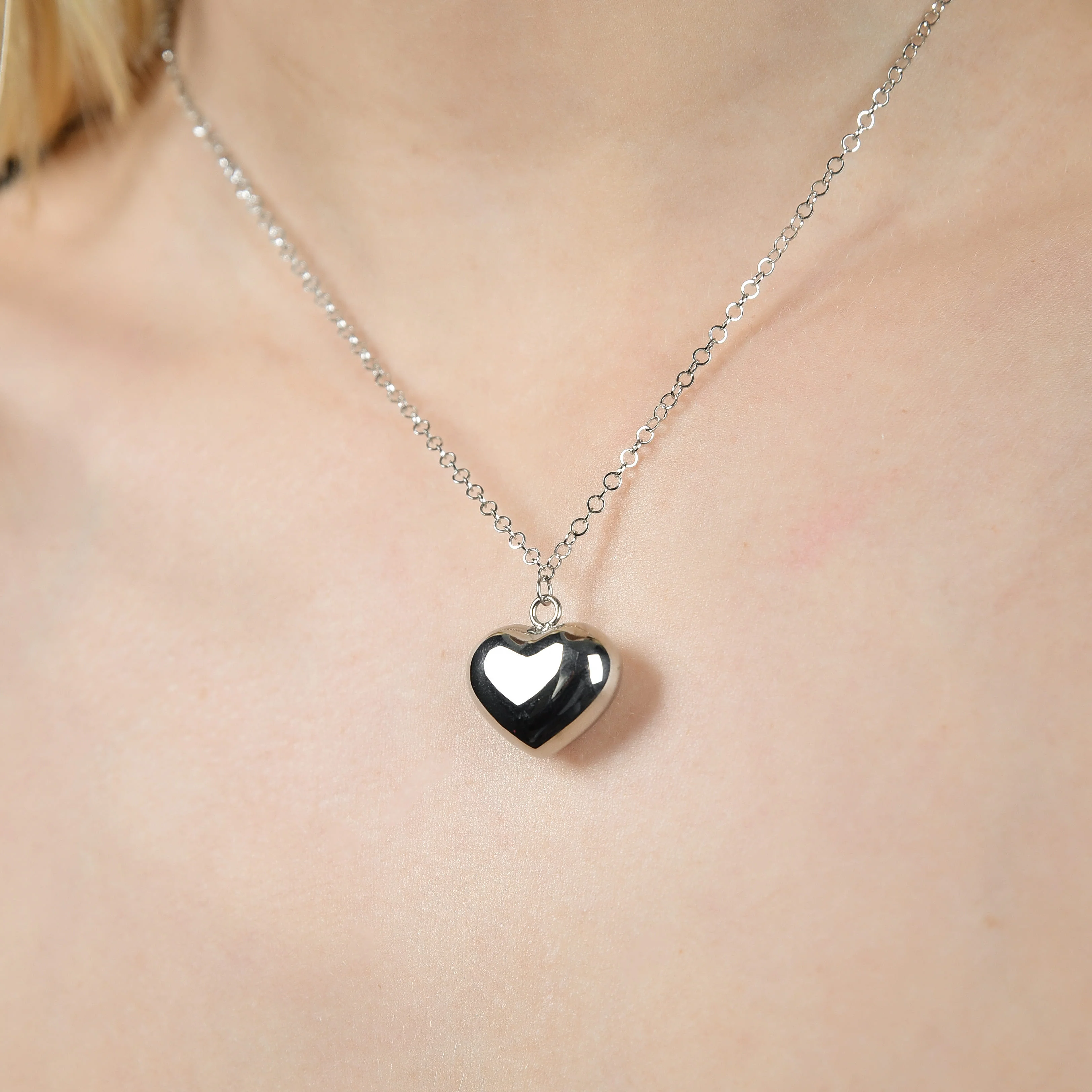 COLLANA DONNA IN ACCIAIO CON CUORE BOMBATO - Image 2