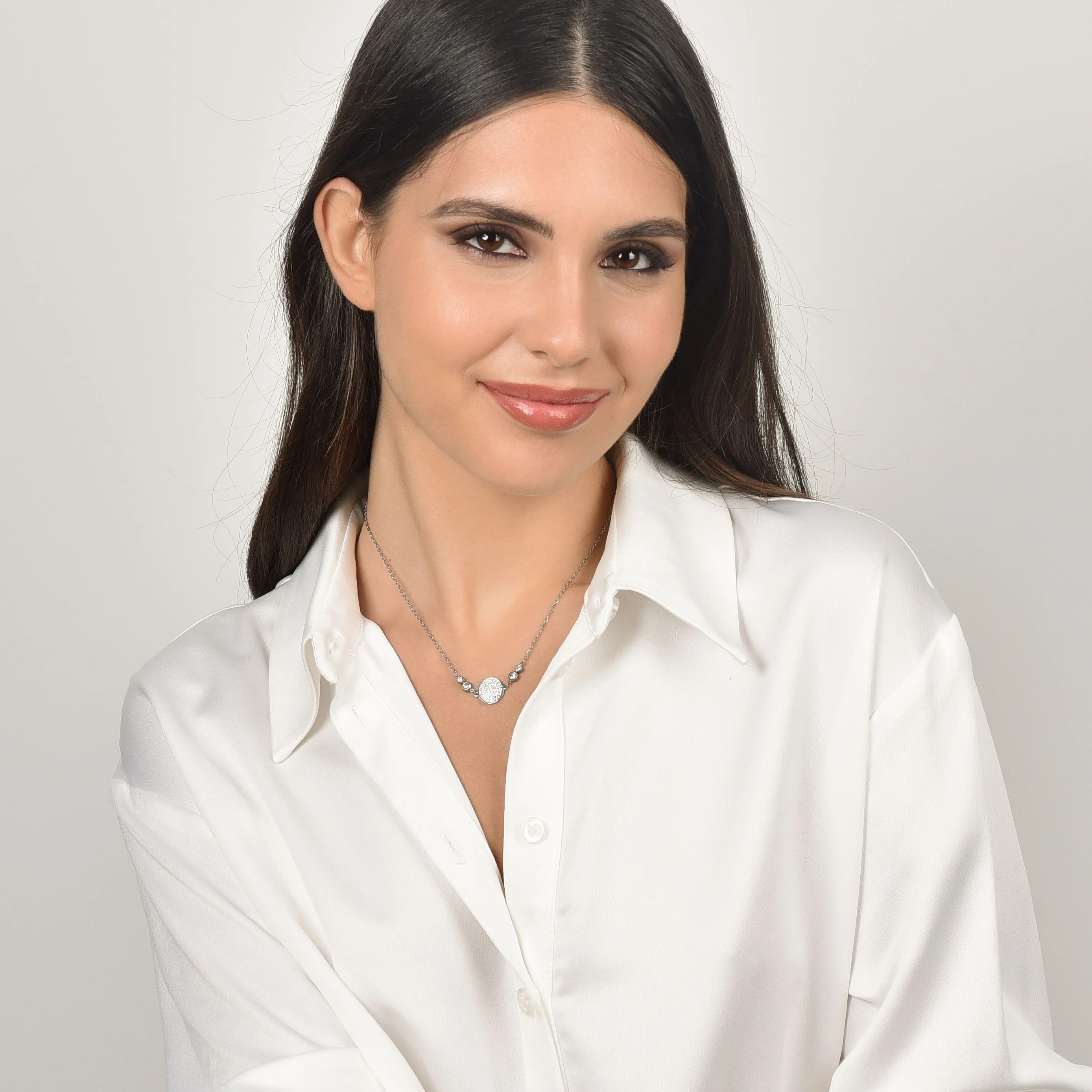 COLLANA DONNA IN ACCIAIO CON ELEMENTO CON CRISTALLI BIANCHI - Image 3