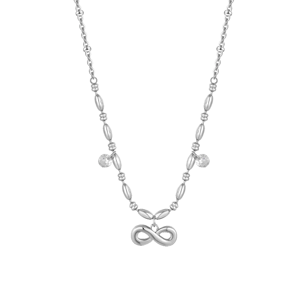 COLLANA DONNA IN ACCIAIO CON INFINITO E ZIRCONI BIANCHI
