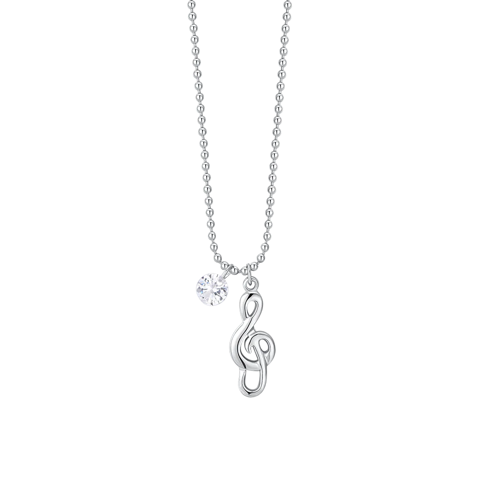 COLLANA DONNA IN ACCIAIO CON NOTA MUSICALE E ZIRCONE BIANCO