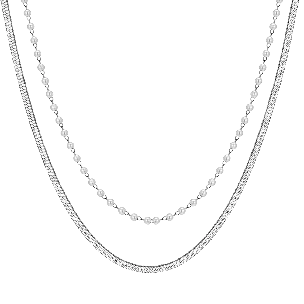 COLLANA DONNA IN ACCIAIO CON PERLE BIANCHE - Image 4
