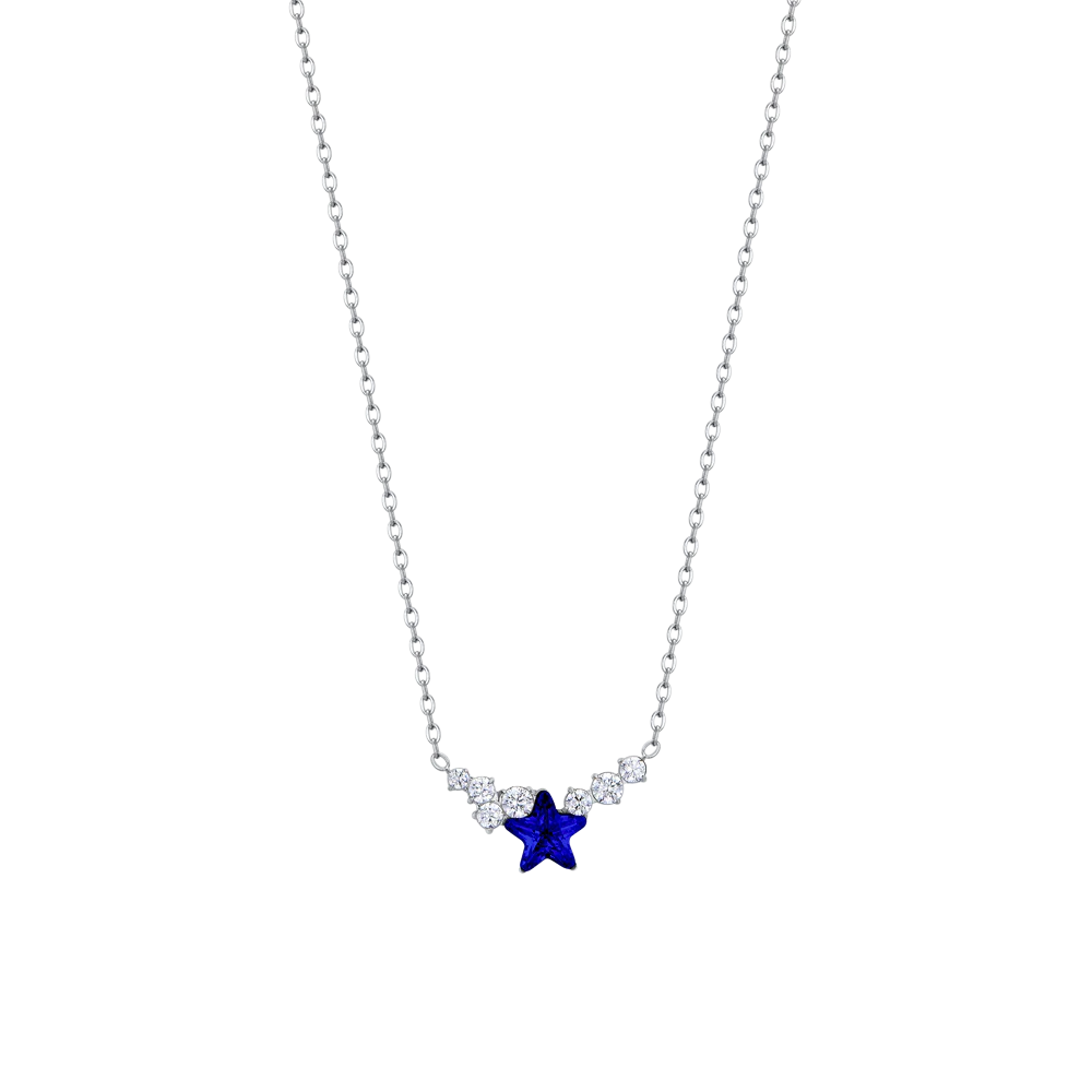 COLLANA DONNA IN ACCIAIO CON STELLA BLU E CRISTALLI BIANCHI