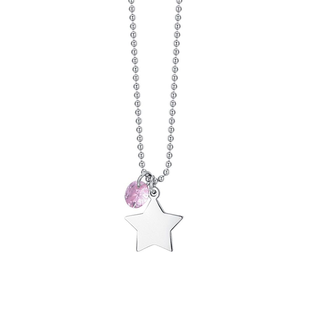 COLLANA DONNA IN ACCIAIO CON STELLA E ZIRCONE ROSA - Image 4