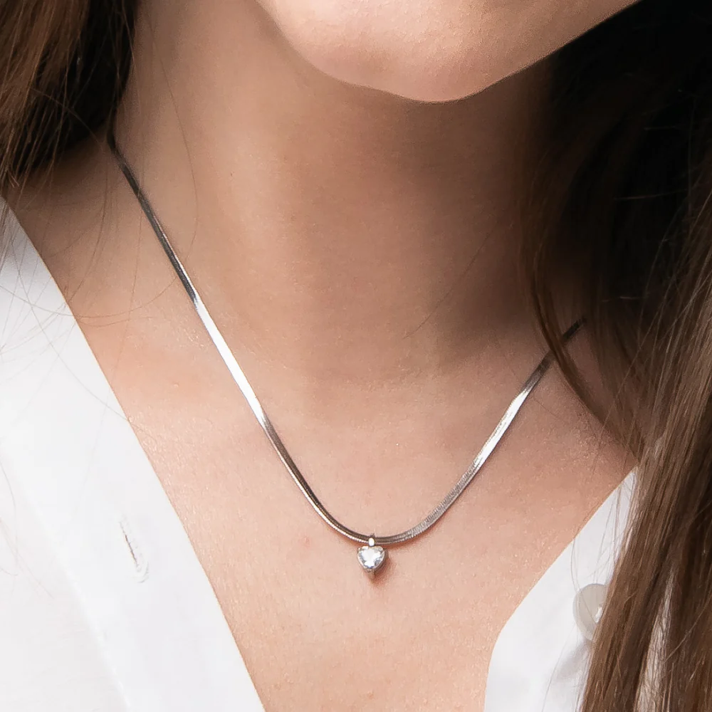 COLLANA DONNA IN ACCIAIO CON ZIRCONE BIANCO - Image 2