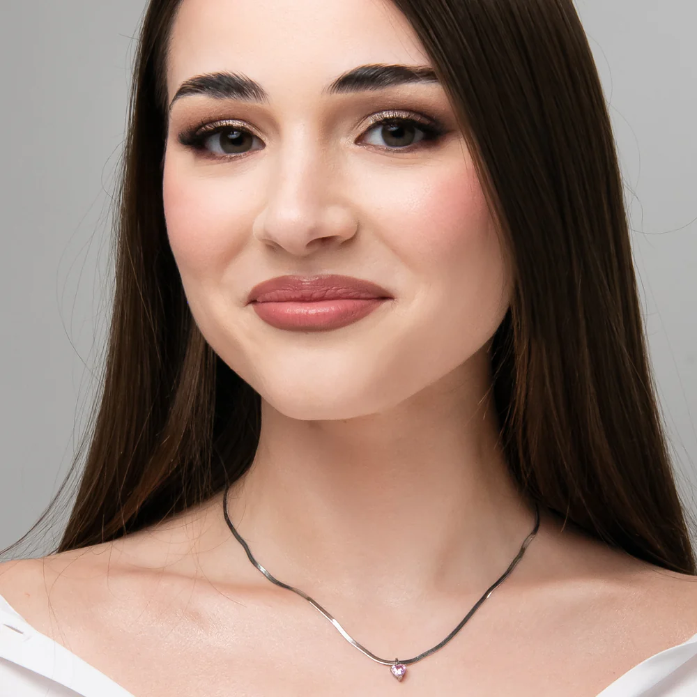 COLLANA DONNA IN ACCIAIO CON ZIRCONE ROSA - Image 3