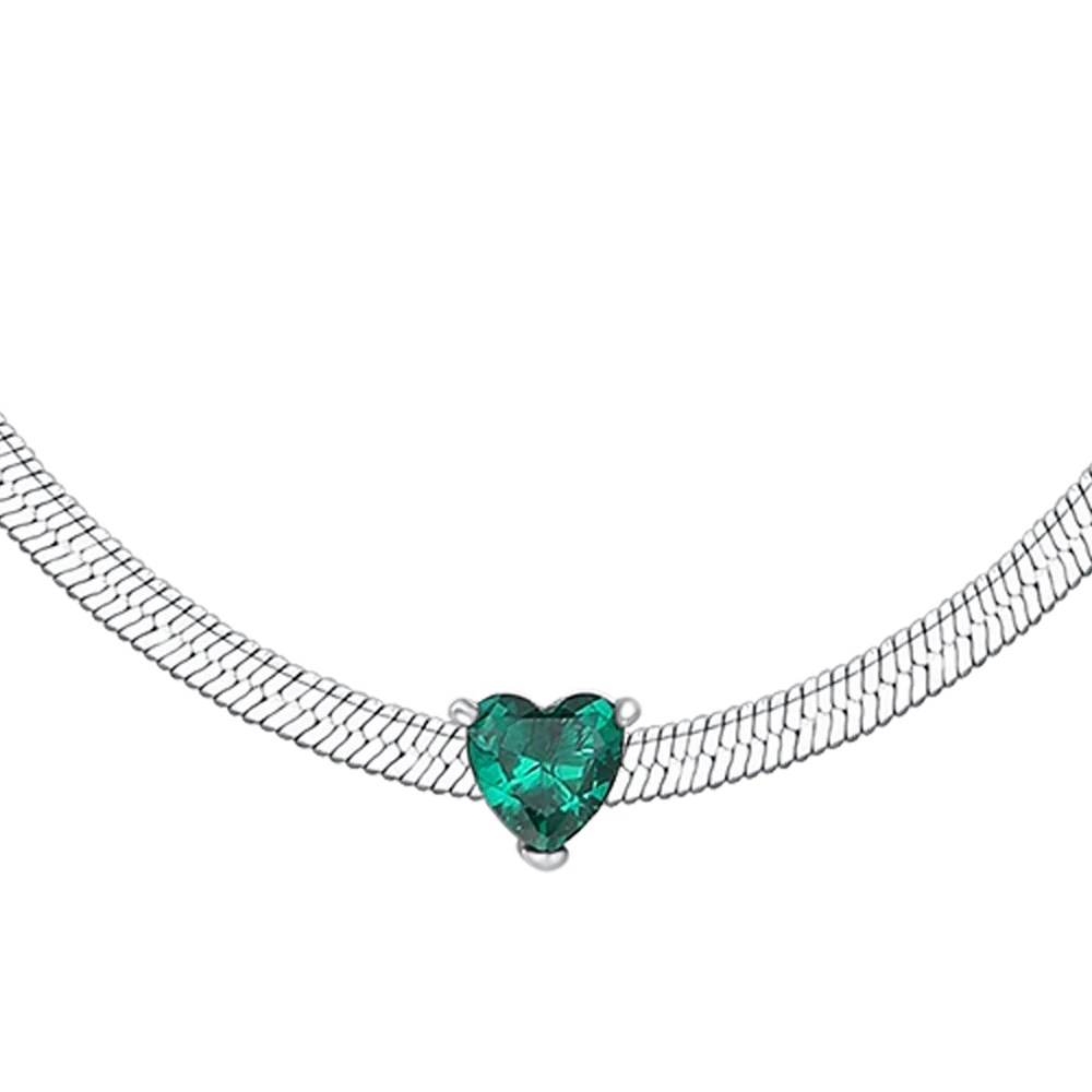 COLLANA DONNA IN ACCIAIO CON ZIRCONE VERDE - Image 5