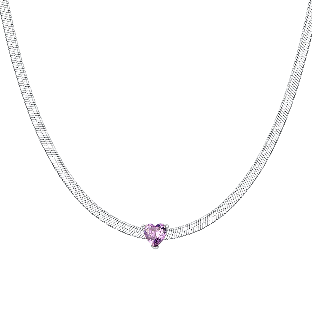 COLLANA DONNA IN ACCIAIO CON ZIRCONE VIOLA