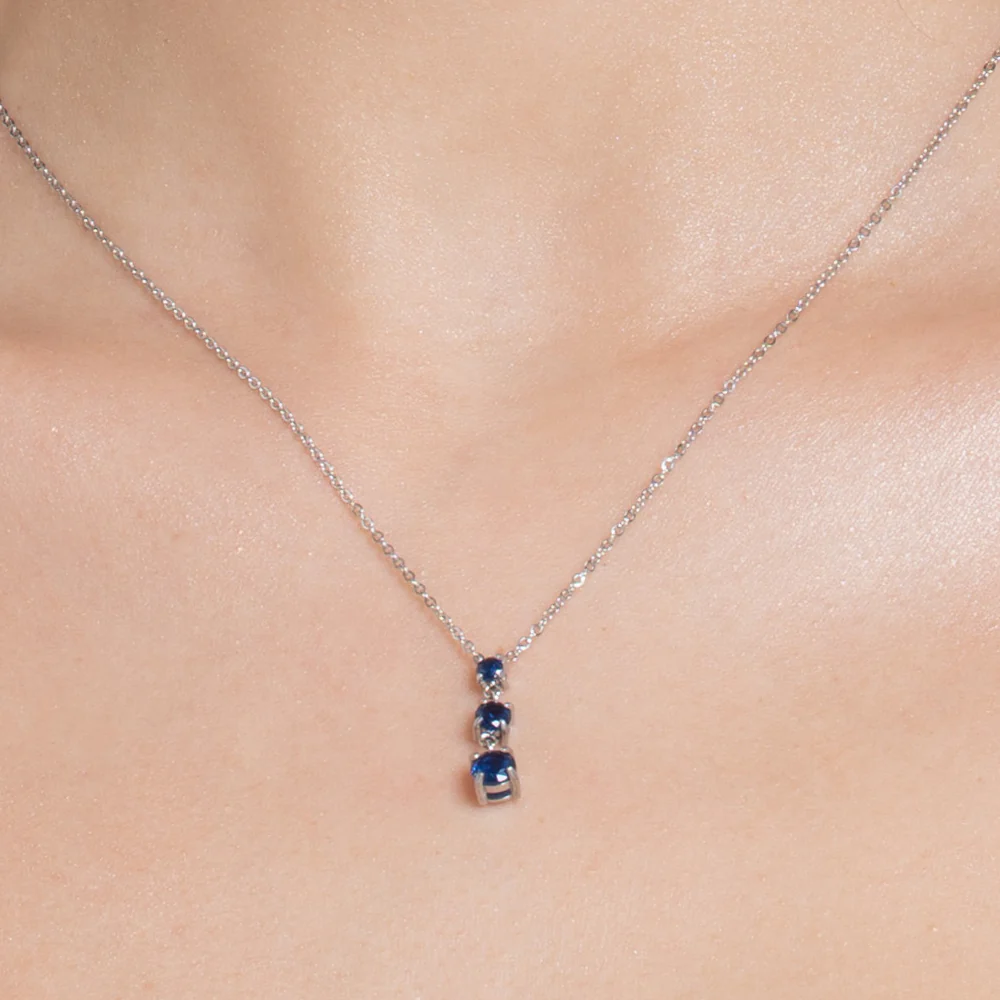 COLLANA DONNA IN ACCIAIO CON ZIRCONI BLU - Image 2