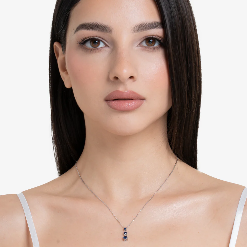COLLANA DONNA IN ACCIAIO CON ZIRCONI BLU - Image 3