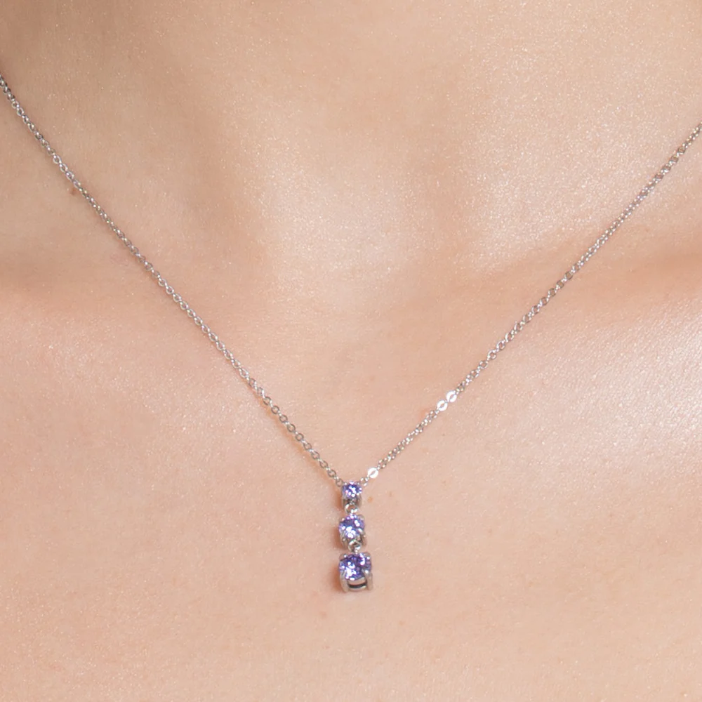 COLLANA DONNA IN ACCIAIO CON ZIRCONI VIOLA - Image 2