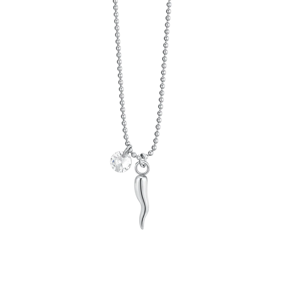 COLLANA DONNA IN ACCIAIO CORNO E ZIRCONE