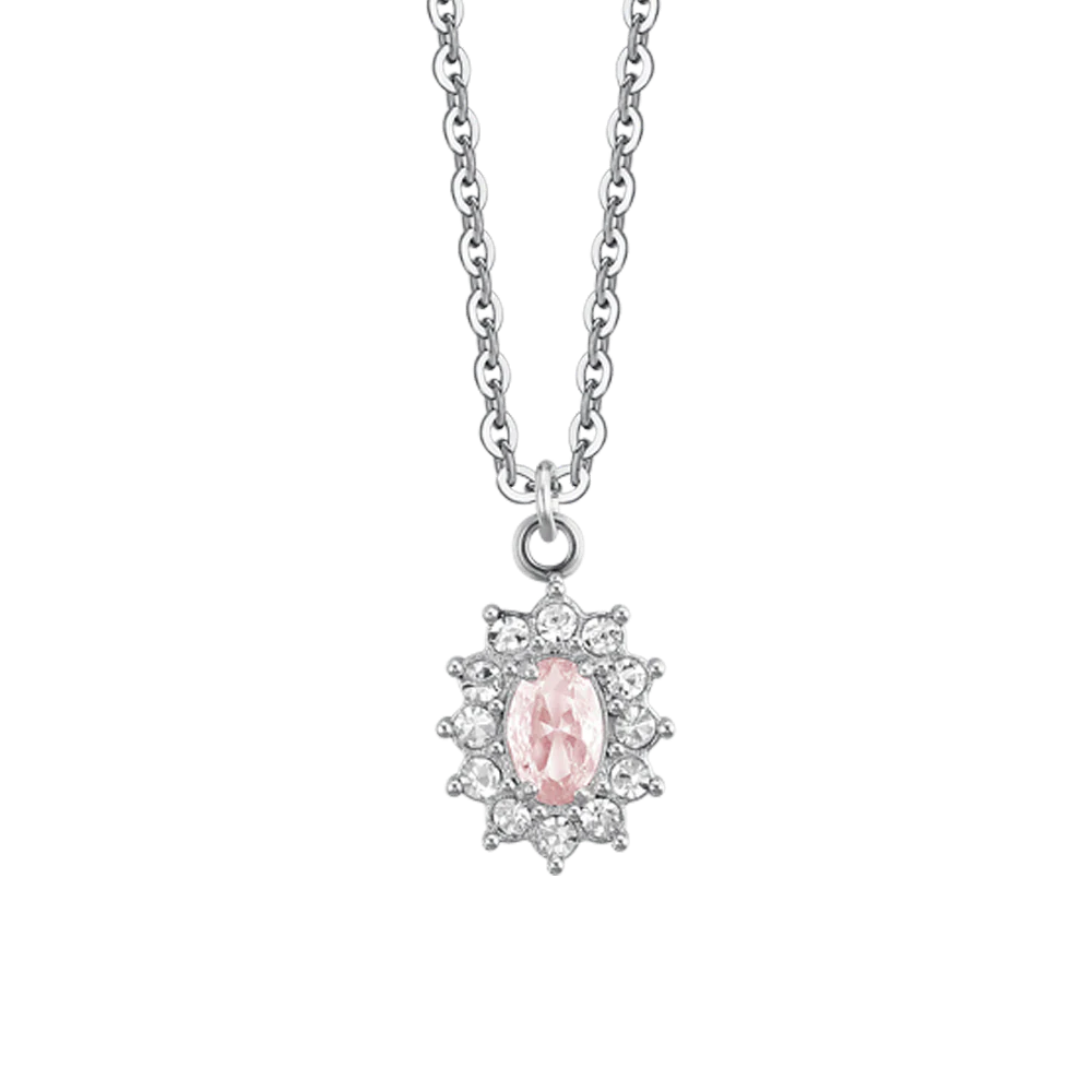 COLLANA DONNA IN ACCIAIO CRISTALLI E ZIRCONE ROSA - Image 4
