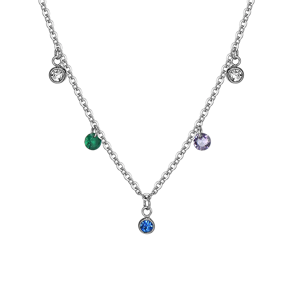 COLLANA DONNA IN ACCIAIO CRISTALLI MULTICOLOR