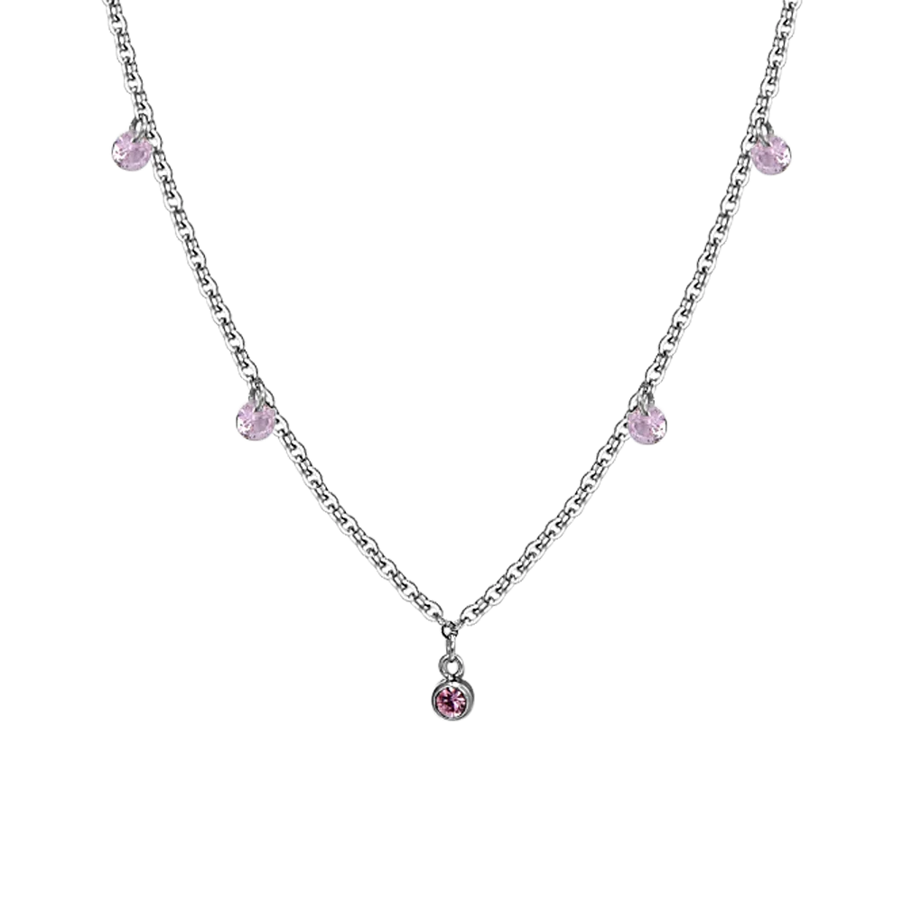 COLLANA DONNA IN ACCIAIO CRISTALLI ROSA