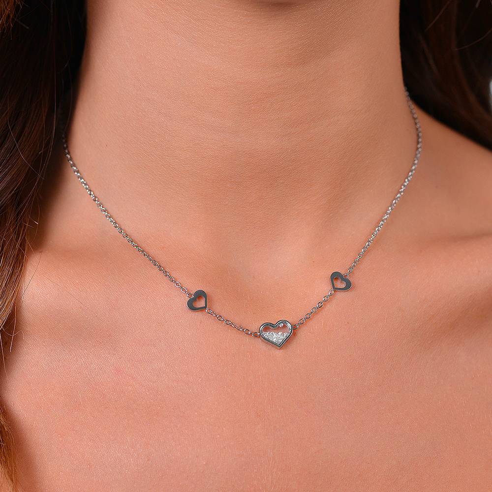 COLLANA DONNA IN ACCIAIO CUORI E ZIRCONI - Image 2
