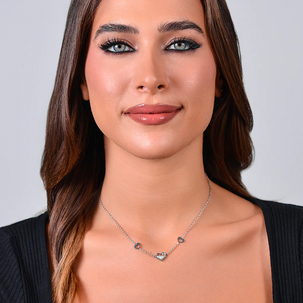 COLLANA DONNA IN ACCIAIO CUORI E ZIRCONI - Image 3