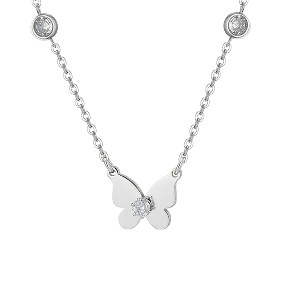 COLLANA DONNA IN ACCIAIO FARFALLE E ZIRCONI - Image 4