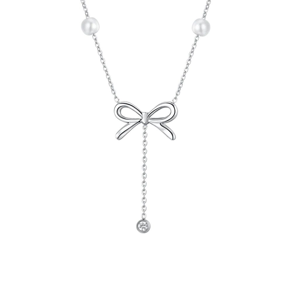 COLLANA DONNA IN ACCIAIO FIOCCO E CRISTALLO - Image 4