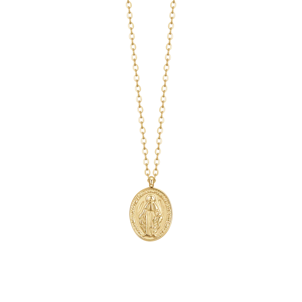 COLLANA DONNA IN ACCIAIO IP GOLD, MEDAGLIETTA CON MADONNINA