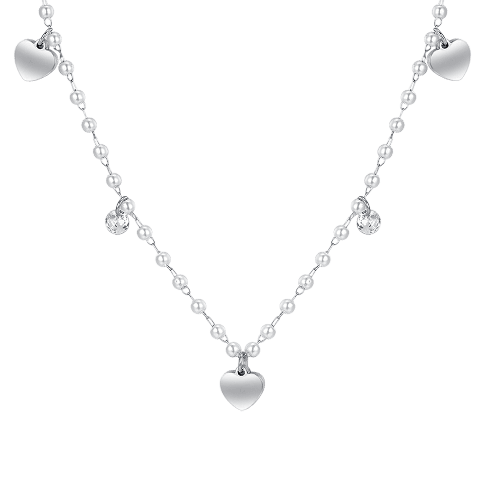 COLLANA DONNA IN ACCIAIO PERLE CON CUORI - Image 4