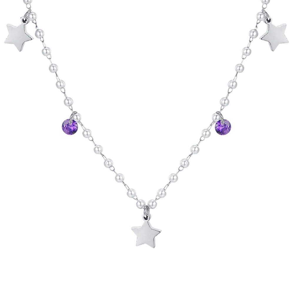 COLLANA DONNA IN ACCIAIO PERLE CON STELLE - Image 4