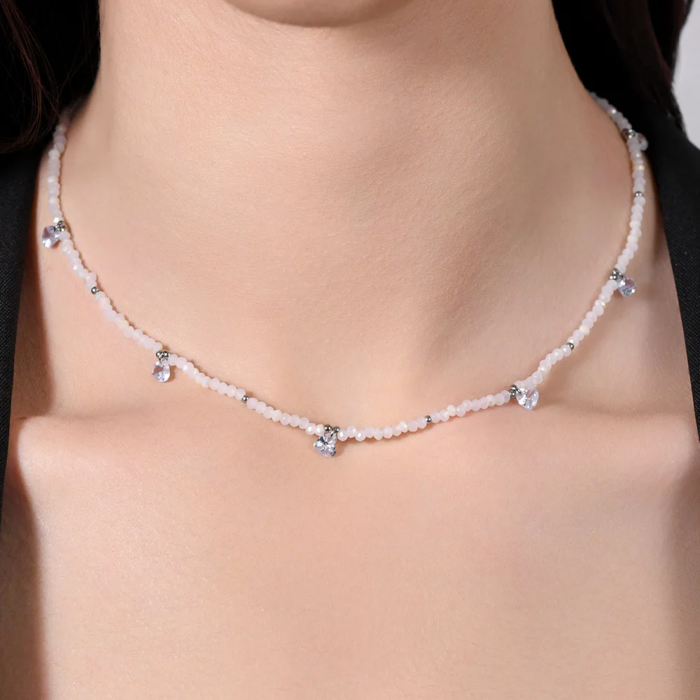 COLLANA DONNA IN ACCIAIO PIETRE E CRISTALLI BIANCHI - Image 2