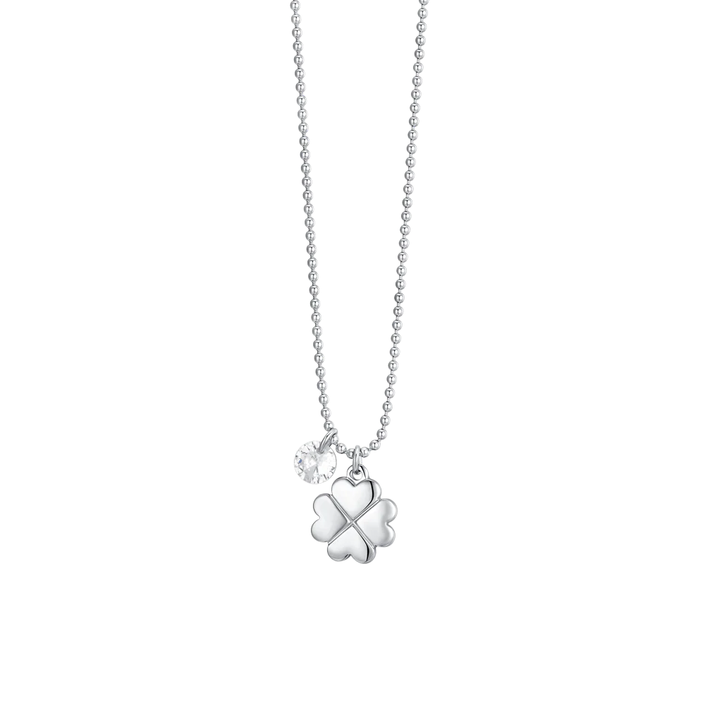 COLLANA DONNA IN ACCIAIO QUADRIFOGLIO E ZIRCONE