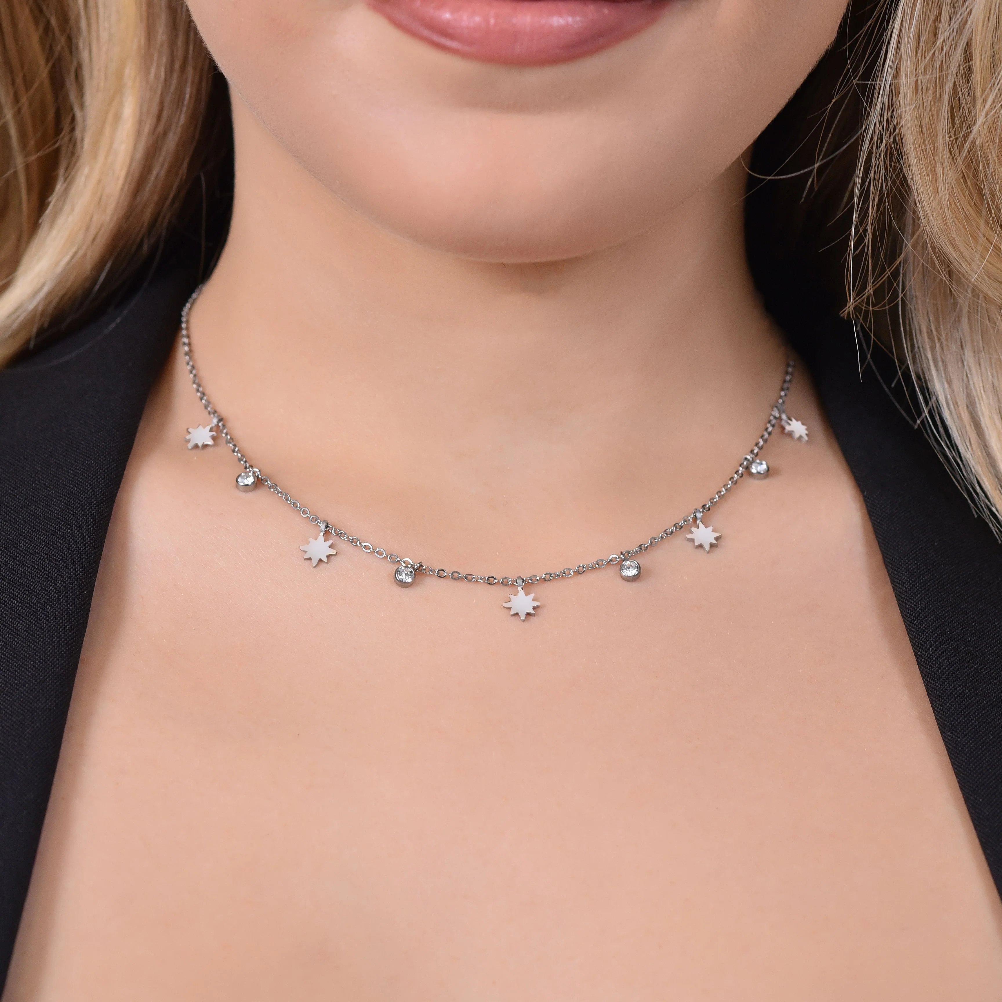 COLLANA DONNA IN ACCIAIO STELLA DI SISSI E CRISTALLI - Image 2
