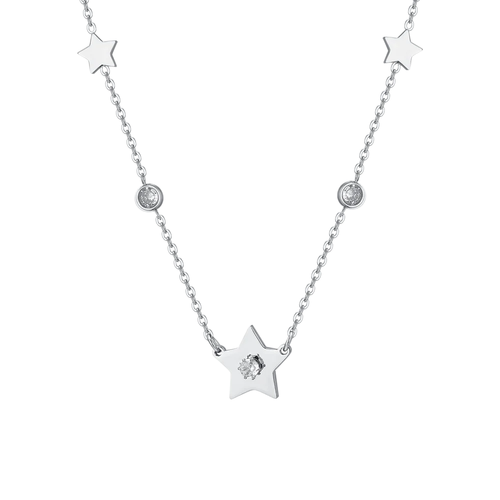 COLLANA DONNA IN ACCIAIO STELLE E ZIRCONI