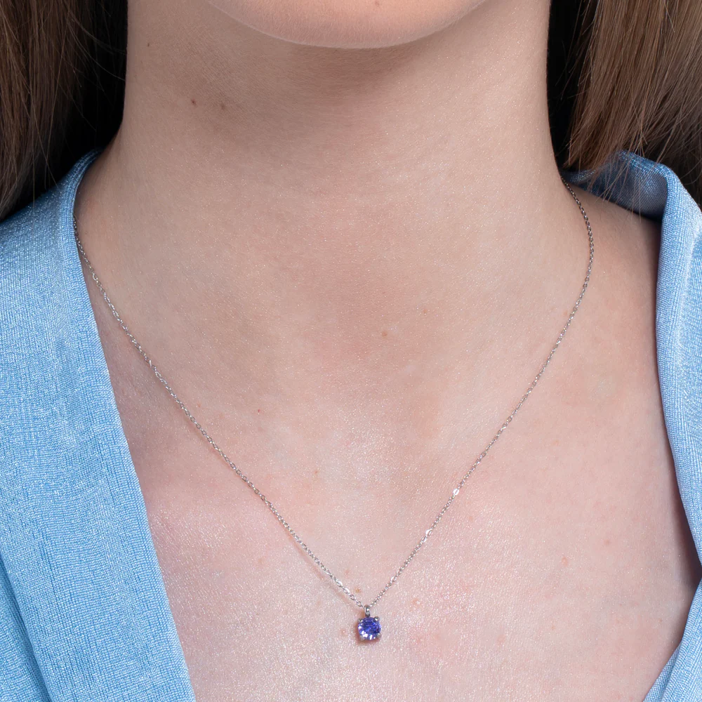 COLLANA DONNA IN ACCIAIO ZIRCONE VIOLA - Image 2