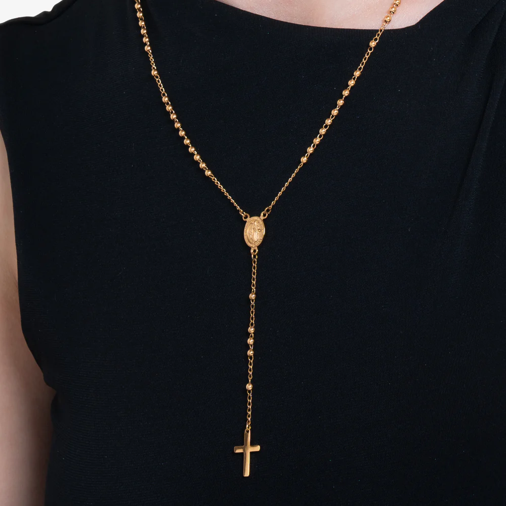 COLLANA DONNA ROSARIO IN ACCIAIO IP GOLD - Image 2