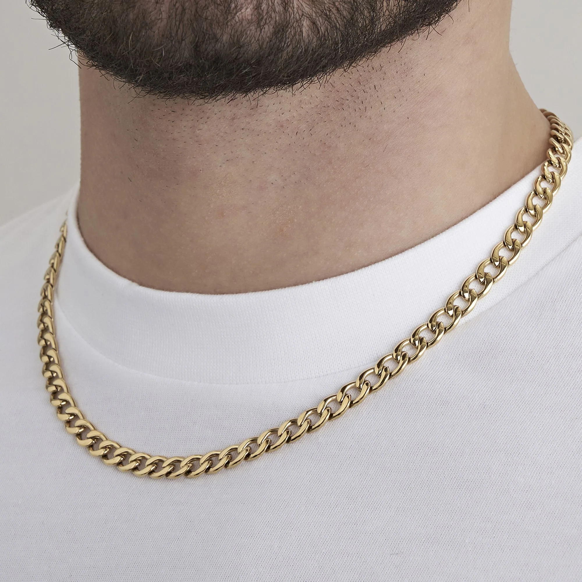 COLLANA UOMO IN ACCIAIO IP GOLD CON MAGLIA GROUMETTE 7 MM - Image 7