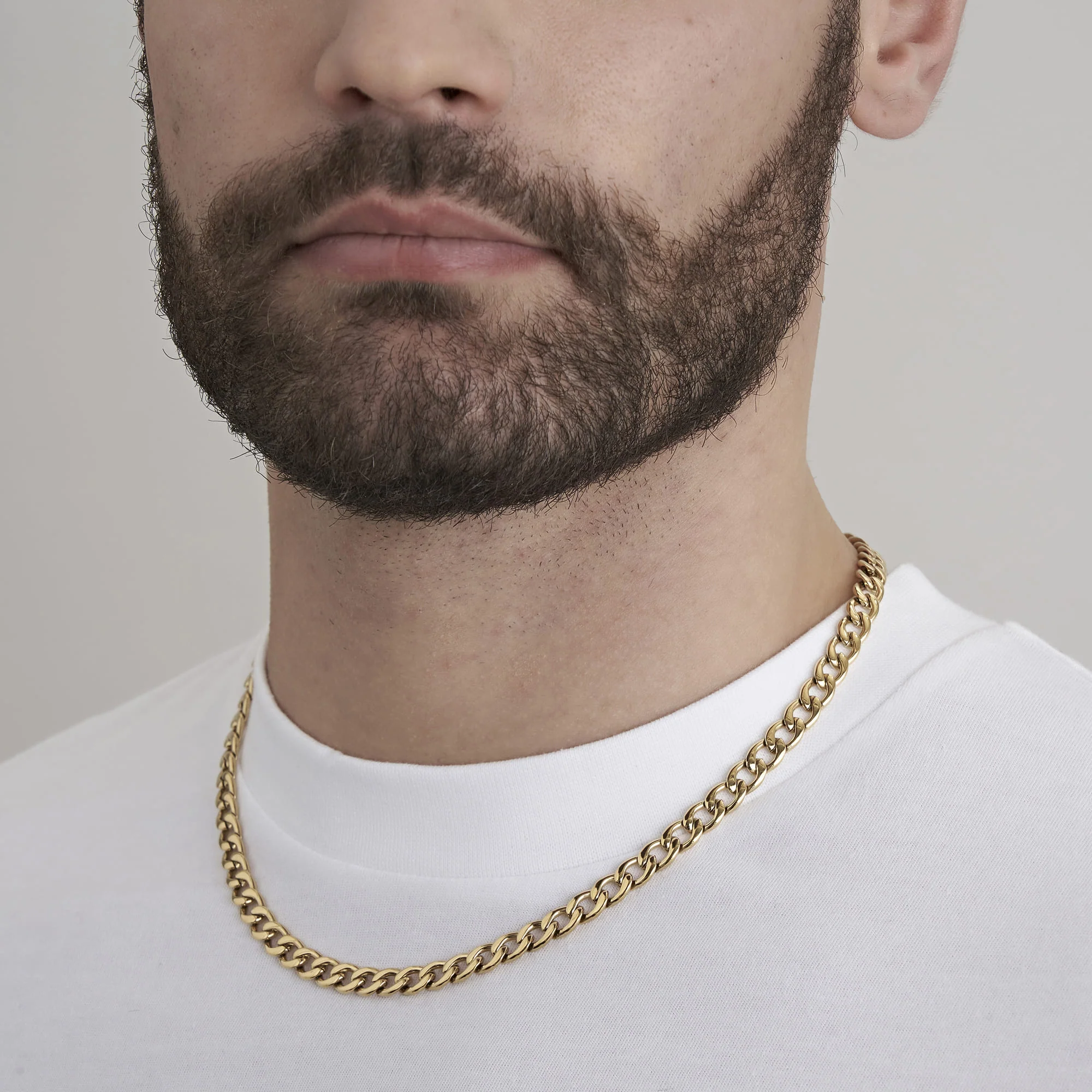 COLLANA UOMO IN ACCIAIO IP GOLD CON MAGLIA GROUMETTE 7 MM - Image 8