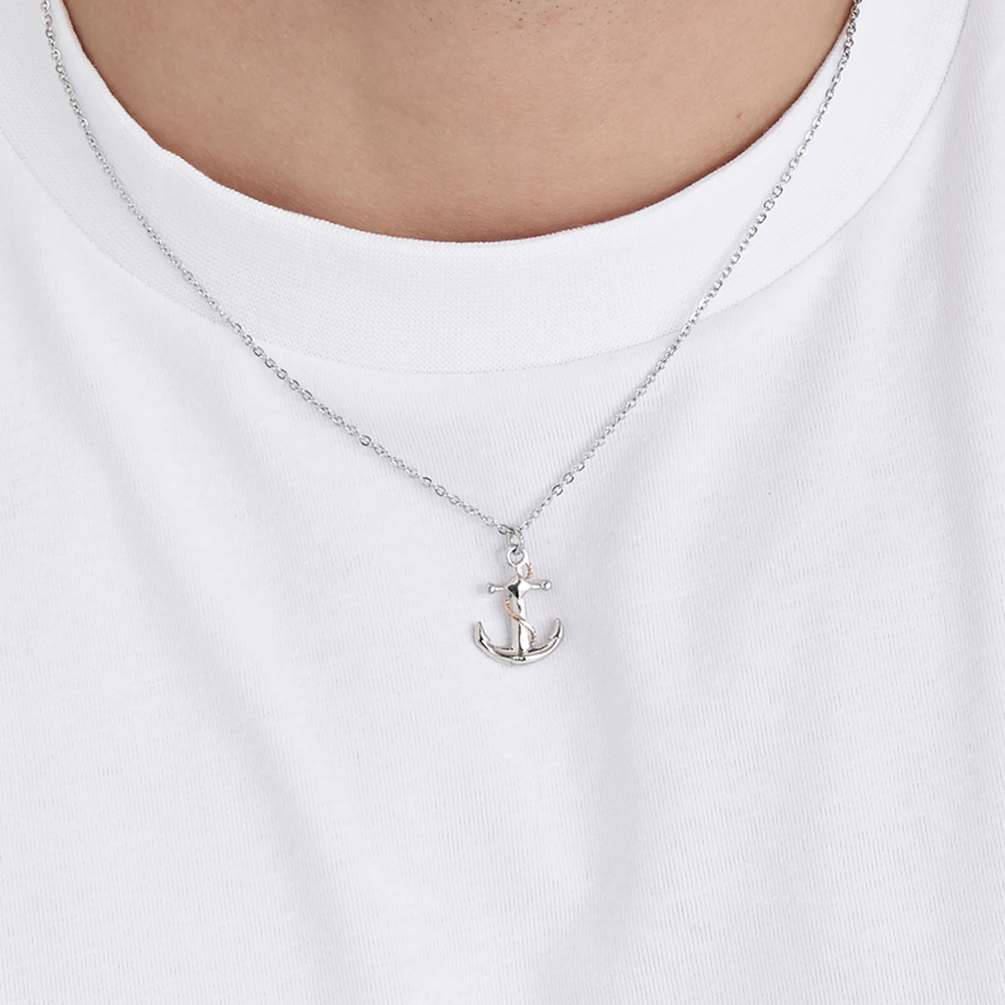 COLLANA UOMO IN ACCIAIO CON ANCORA IP ROSE ED ELEMENTI IN SILVER - Image 7