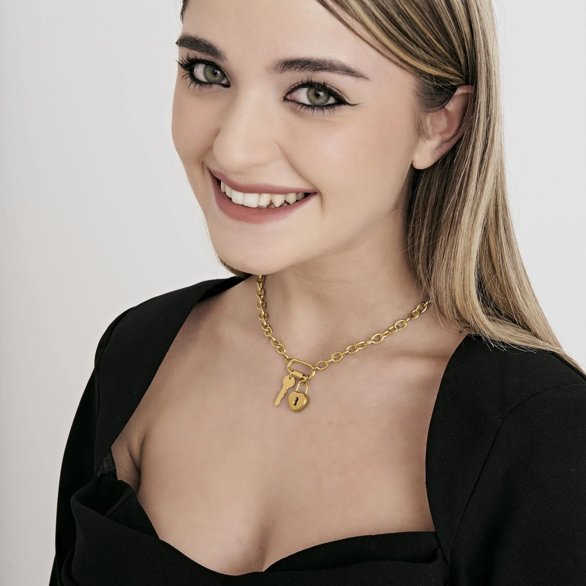 COLLANA DONNA IN ACCIAIO CON CHIAVE E CUORE LUCCHETTO - Image 8