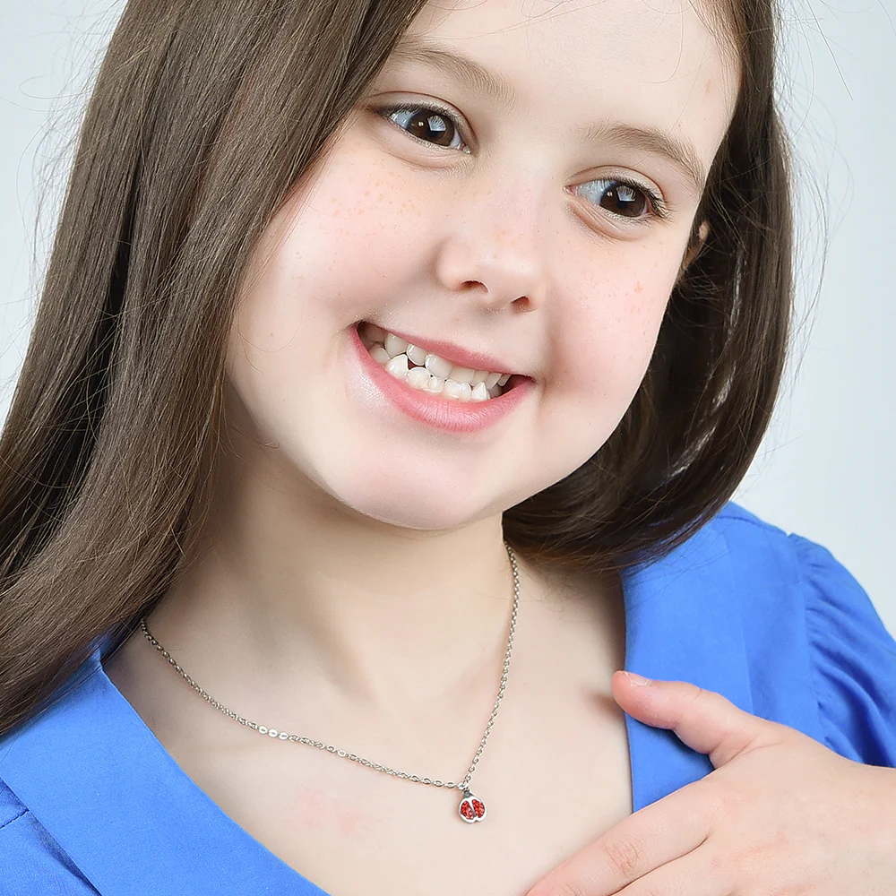 COLLANA BAMBINA IN ACCIAIO CON COCCINELLA E CRISTALLI ROSSI - Image 3