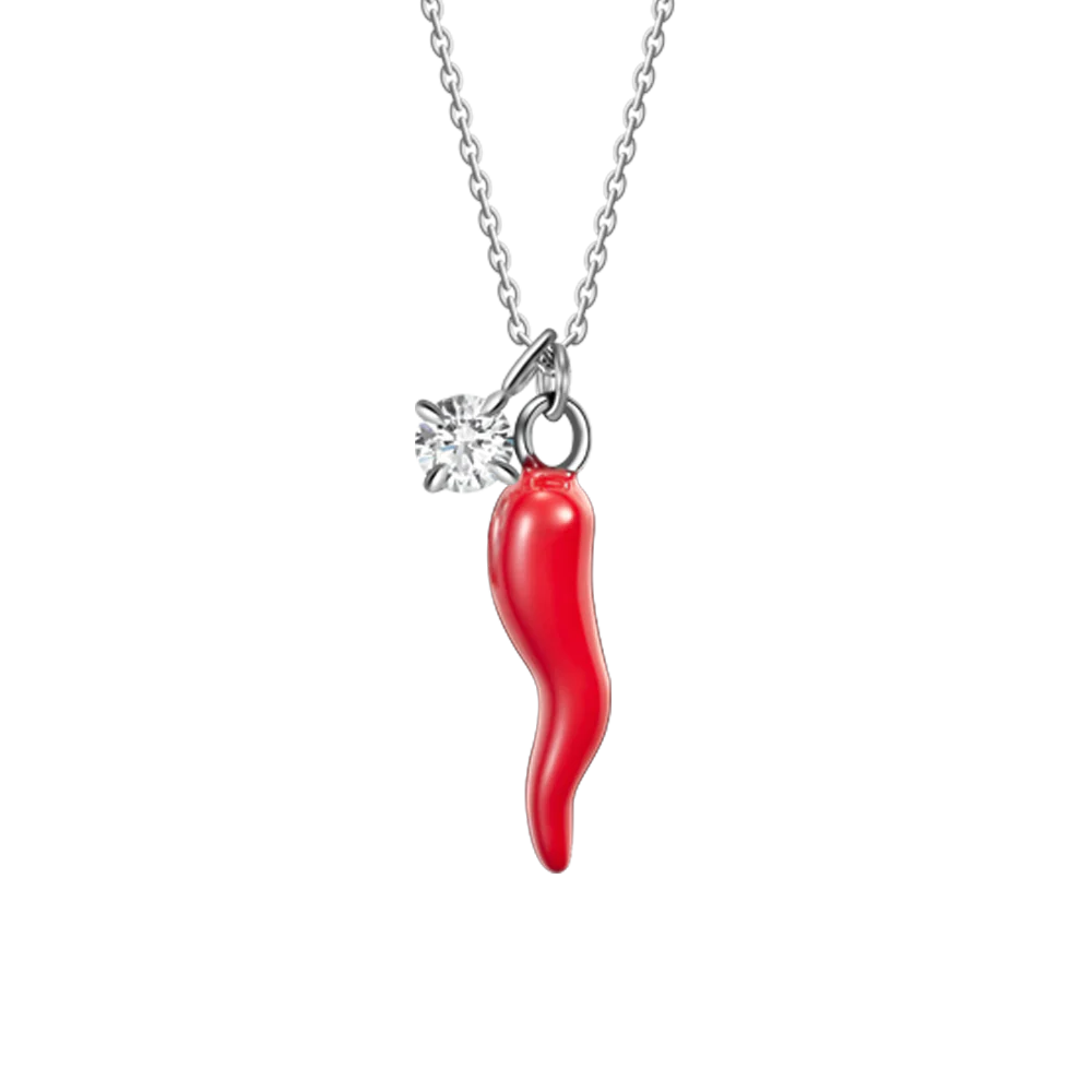 COLLANA IN ACCIAIO CON CORNO ROSSO E PUNTO LUCE - Image 4