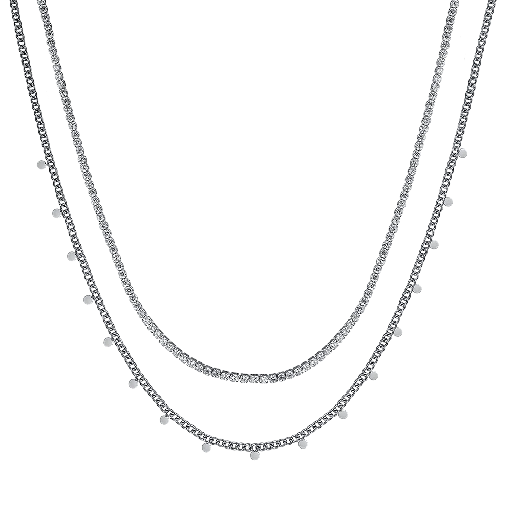 COLLANA DONNA IN ACCIAIO CON CRISTALLI BIANCHI - Image 4