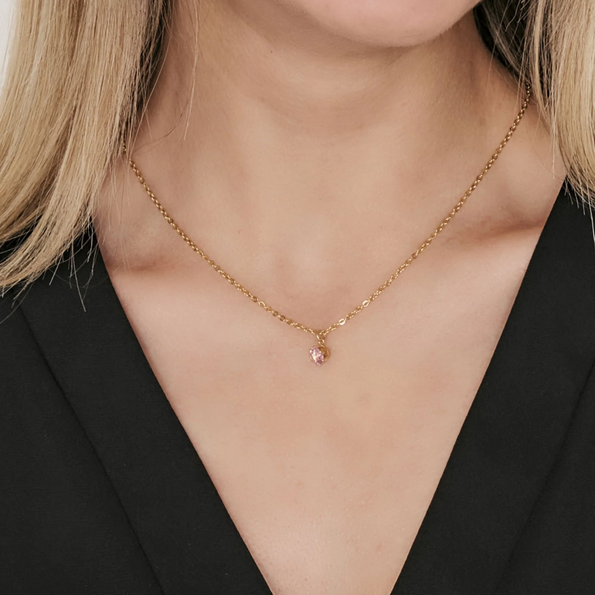 COLLANA DONNA IN ACCIAIO CON CRISTALLO ROSA - Image 7