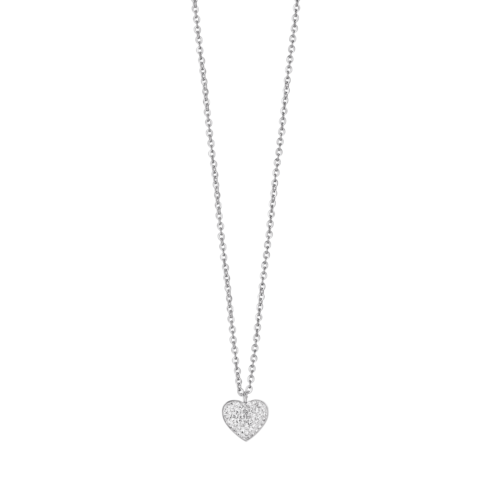 COLLANA DONNA IN ACCIAIO CON CUORE E CRISTALLI BIANCHI