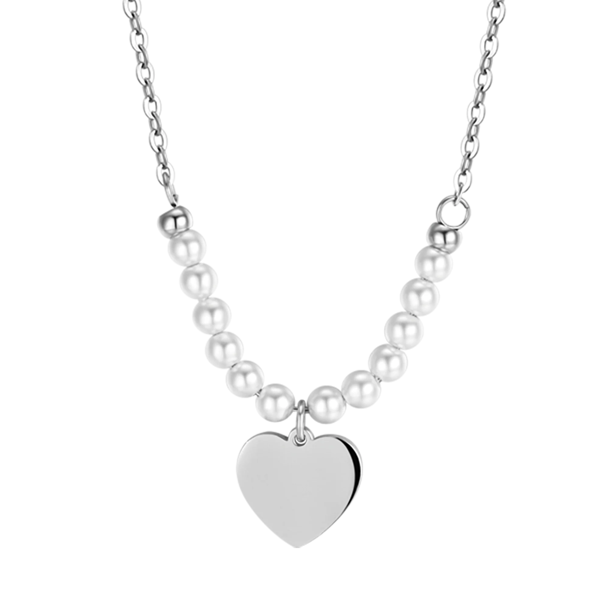 COLLANA DONNA IN ACCIAIO IP GOLD CON CUORE E PERLE BIANCHE - Image 4