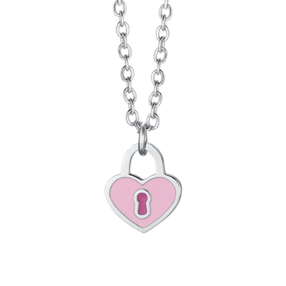 COLLANA BAMBINA IN ACCIAIO CON CUORE LUCCHETTO - Image 4