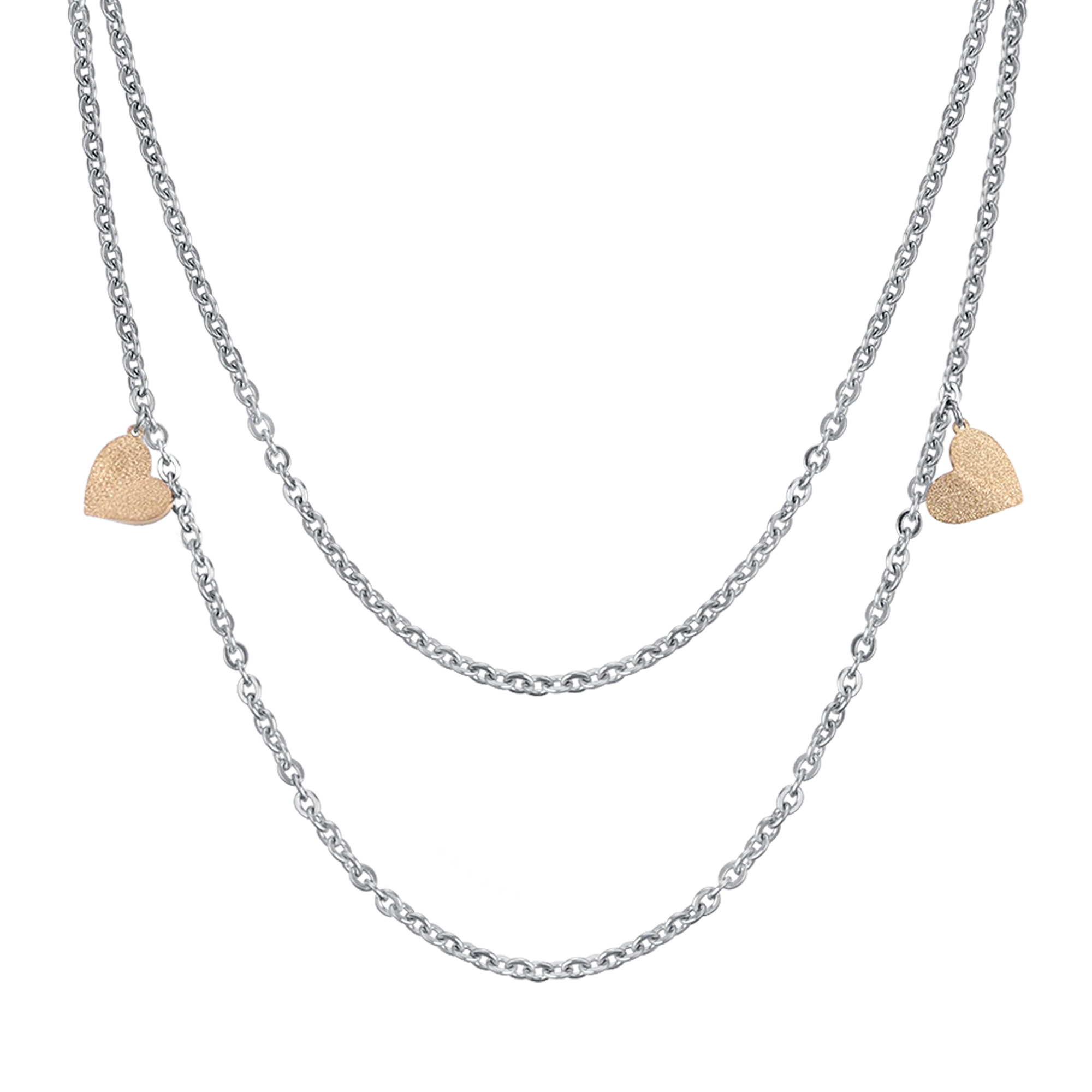 COLLANA IN ACCIAIO CON CUORI E GLITTER IP GOLD - Image 2