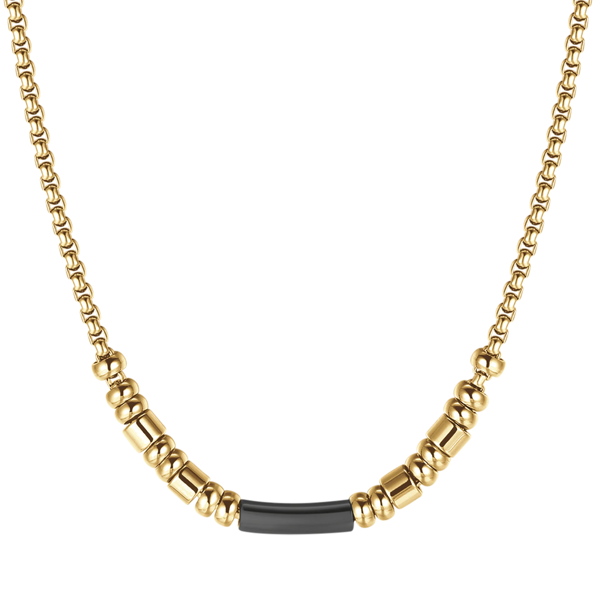 COLLANA UOMO IN ACCIAIO IP GOLD CON ELEMENTO IP NERO - Image 4