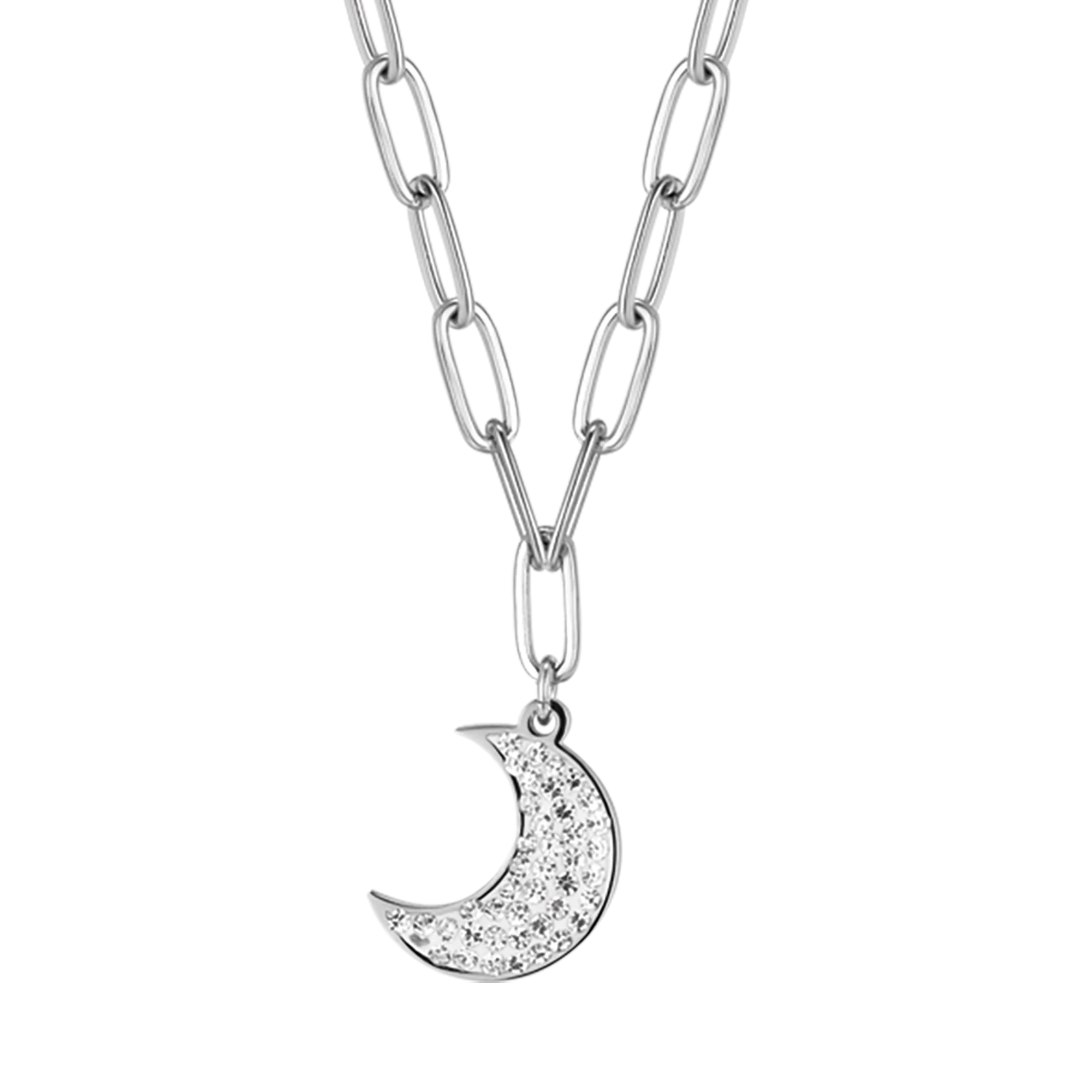 COLLANA DONNA IN ACCIAIO CON LUNA E CRISTALLI BIANCHI - Image 4