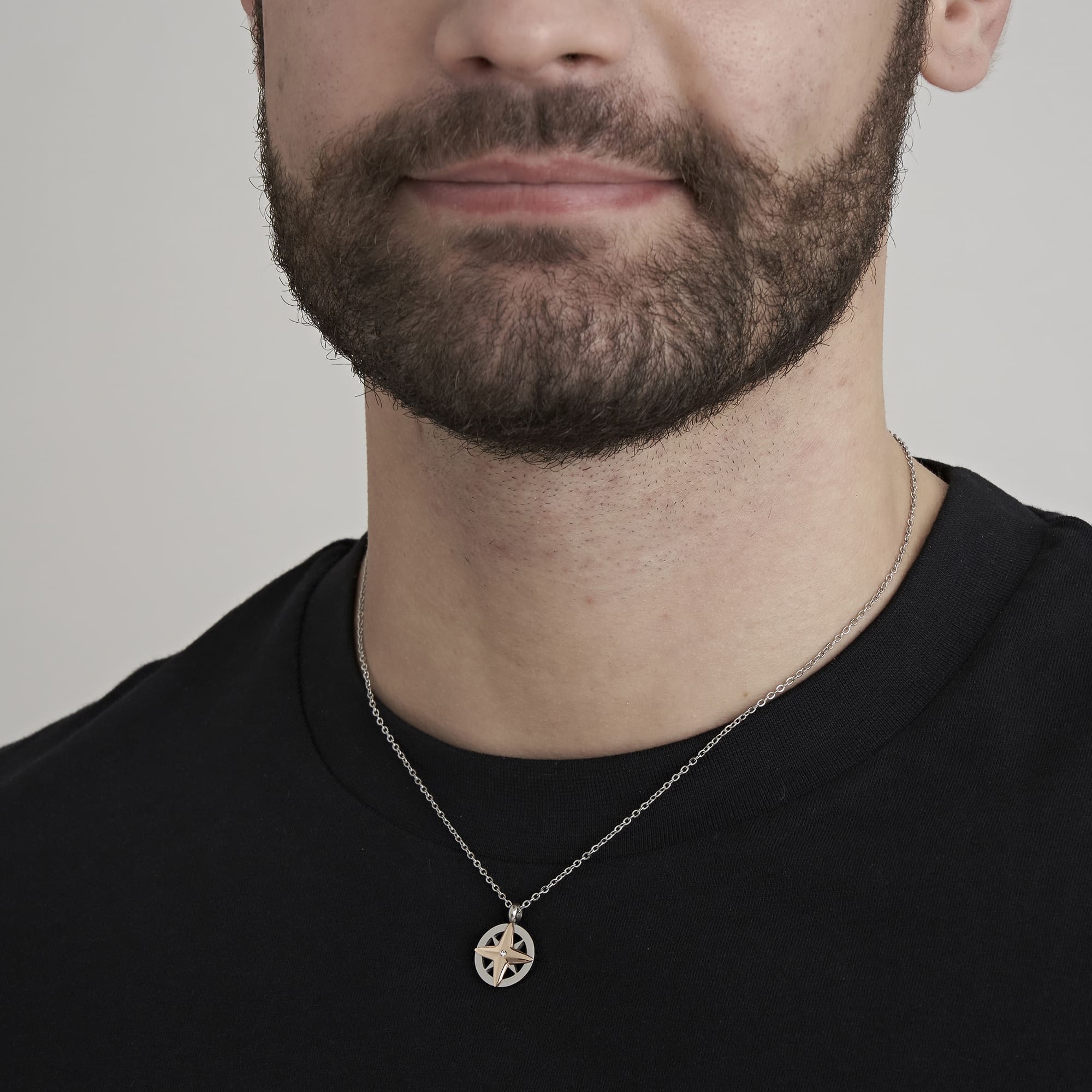 COLLANA UOMO IN ACCIAIO CON ROSA DEI VENTI IP ROSE - Image 3