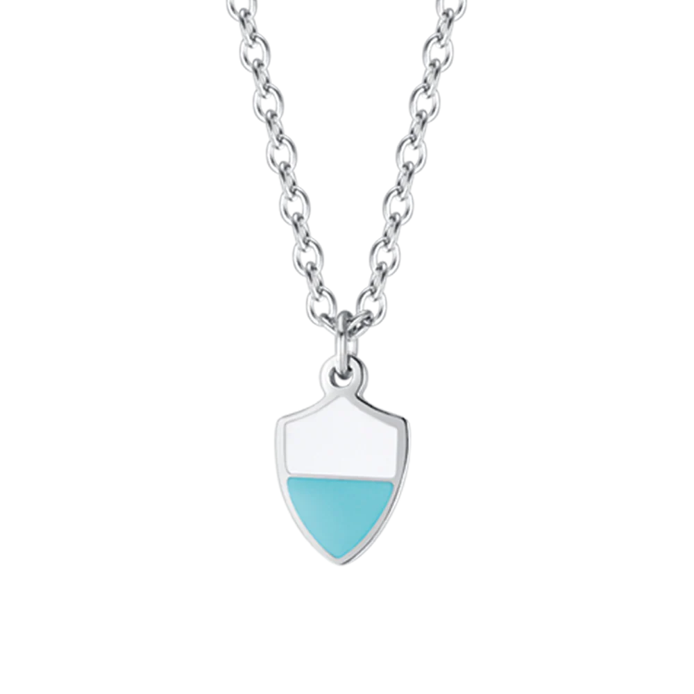 COLLANA BAMBINO IN ACCIAIO CON SMALTO BIANCO E AZZURRO - Image 4